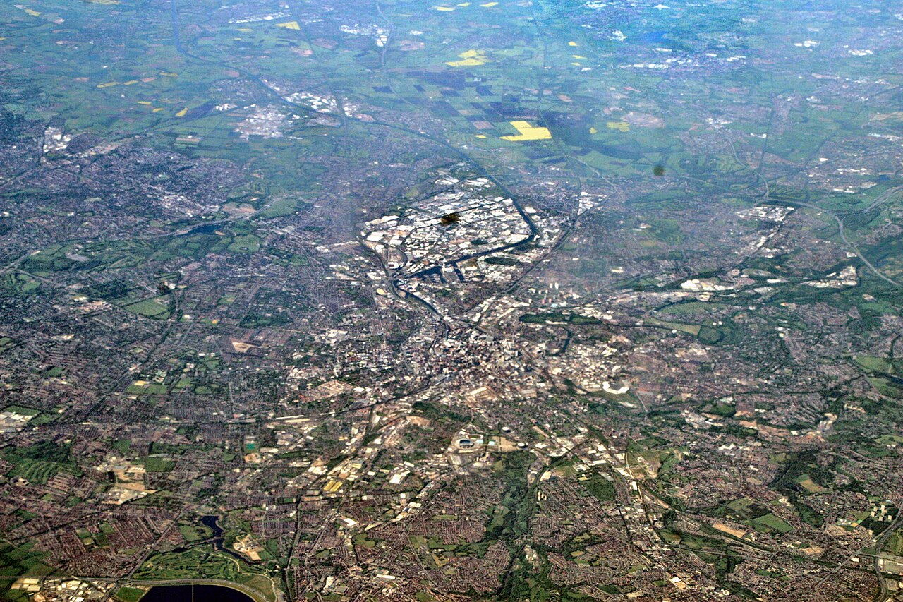 Aerial photograph of Greater Manchester, England. File photo.