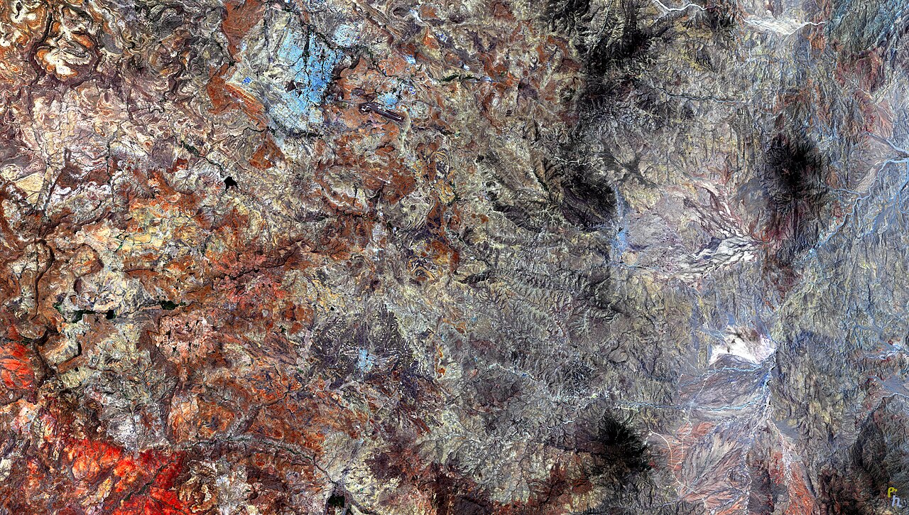 Contour and colour view of Mekelle and the rugged terrain surrounding it.