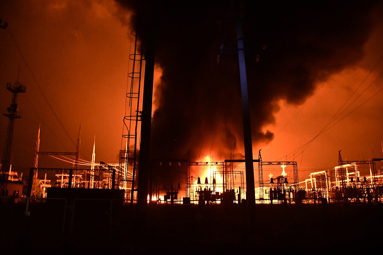 A fire at an energy infrastructure facility in Ukraine due to Russian shelling