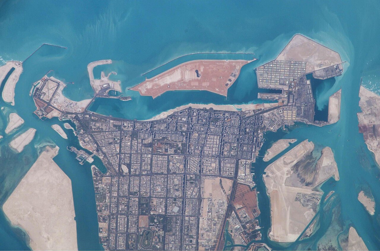 Contains satellite imagery of Abu Dhabi from the International Space Station in March 2003.