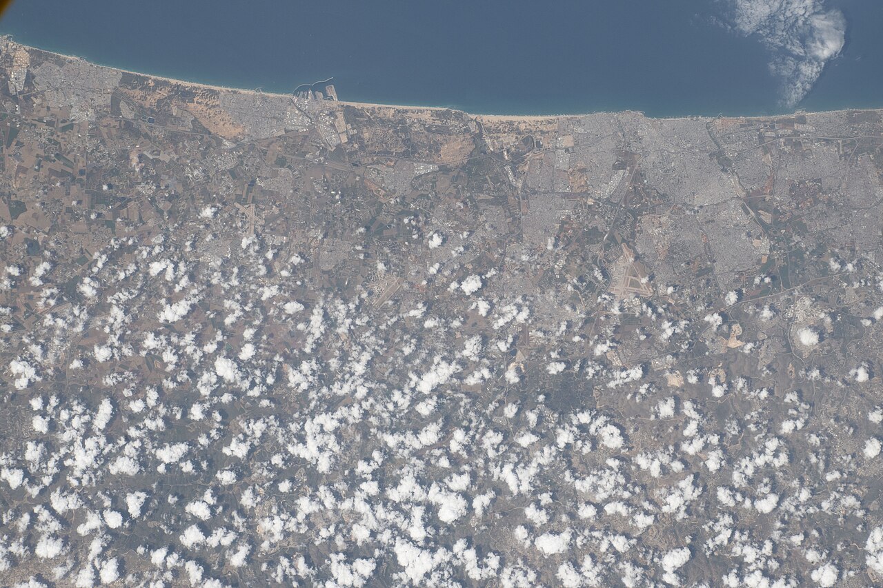 Modified ISS Expedition 74 imagery showing the Palestinian Territories.