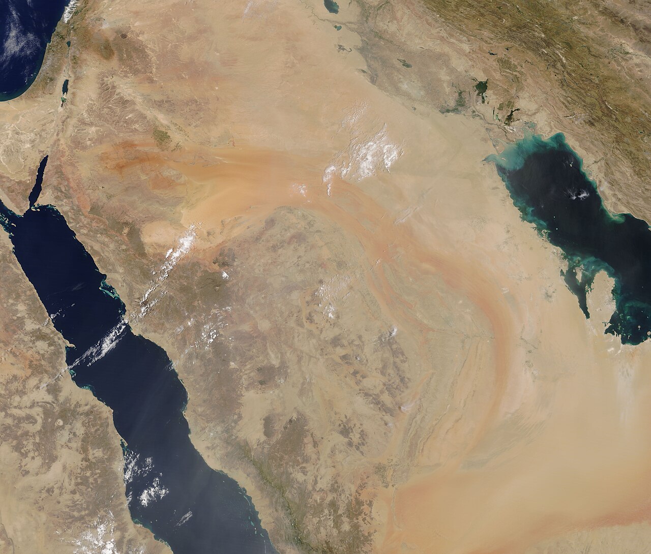 Satellite data of the Arabian Peninsula.