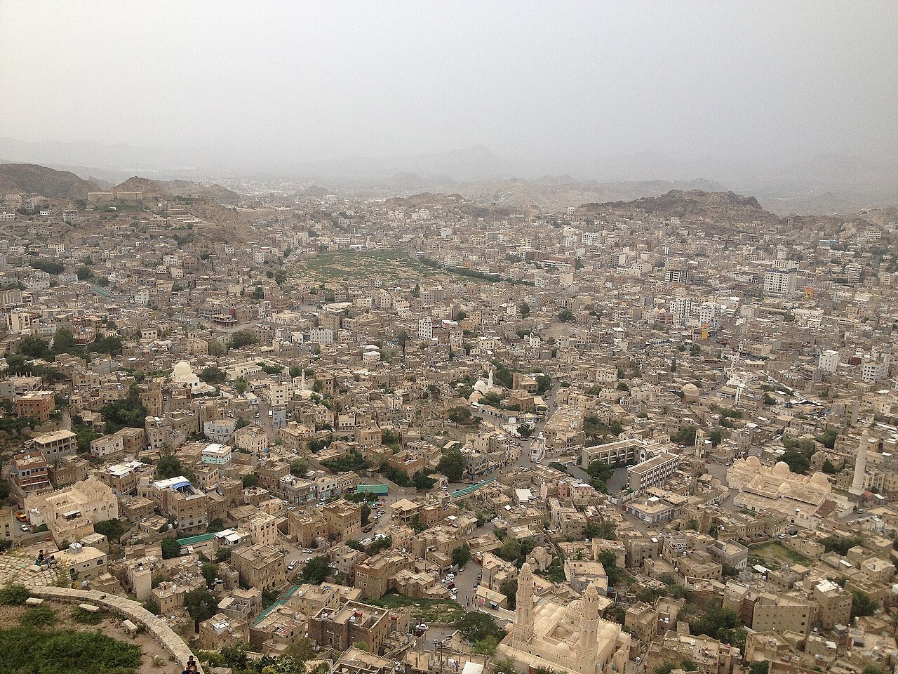 A view of Taiz city, Yemen from AlQahirah Castle.