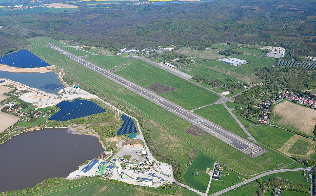 Aerial view of Leipzig-Altenburg airport from the west.