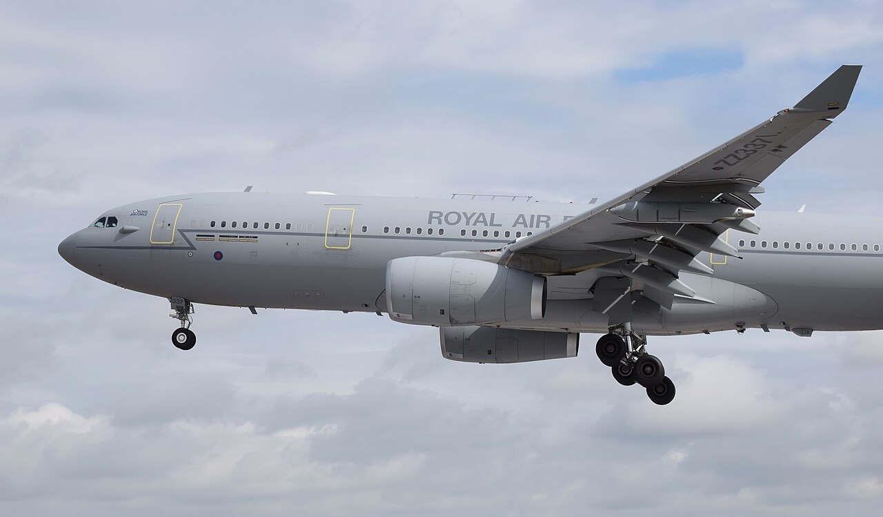 Royal Air Force Airbus Voyager KC3 arrives at RAF Fairford, England. File photo.