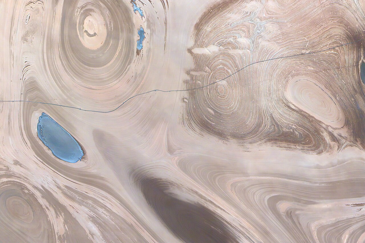 Satellite view of the Dasht-e Kavir desert in Iran.