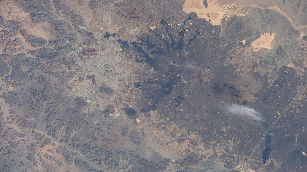 Madinah, Saudi Arabia, surrounded by three volcanic fields.