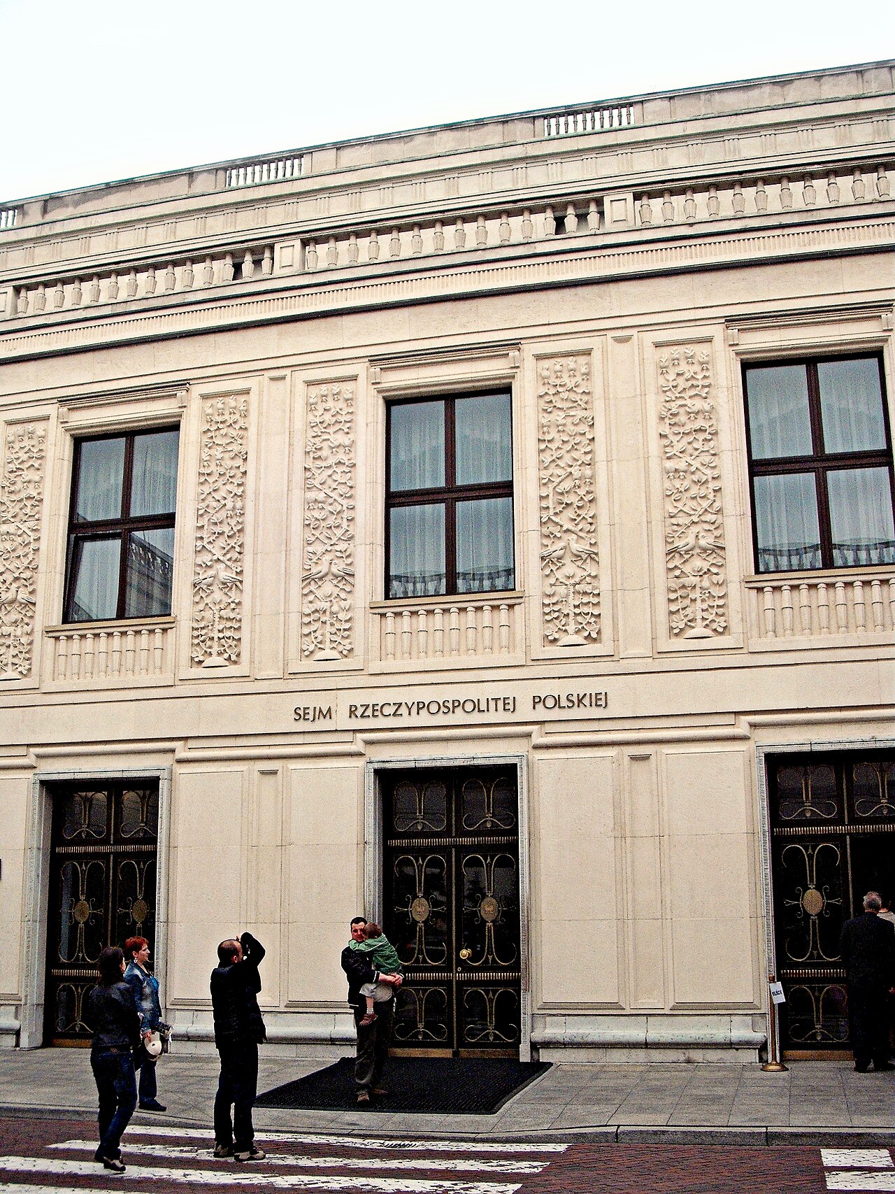 Entrance to Polish Parliament in Warsaw.