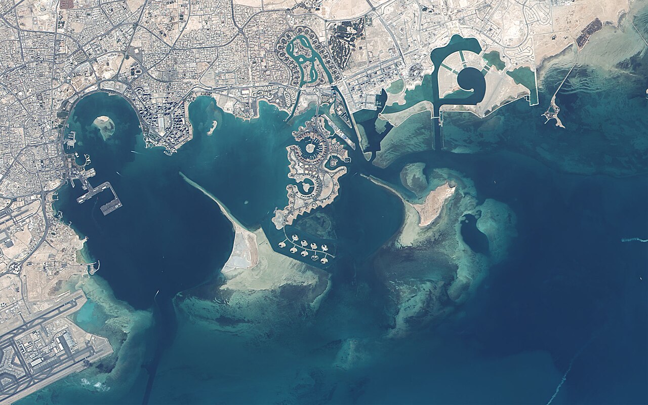 Doha, Qatar, viewed from satellite.