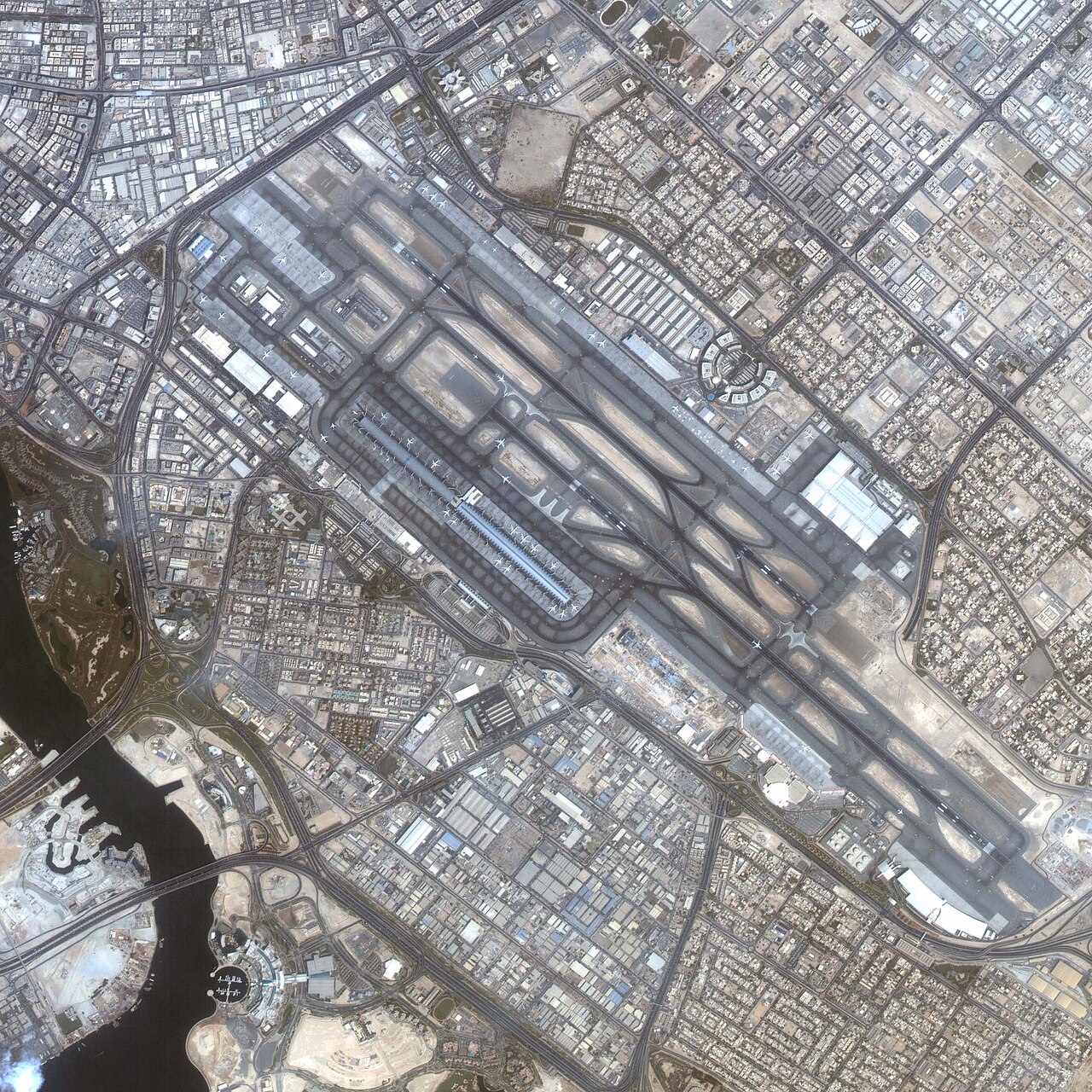 Dubai International Airport seen from above.