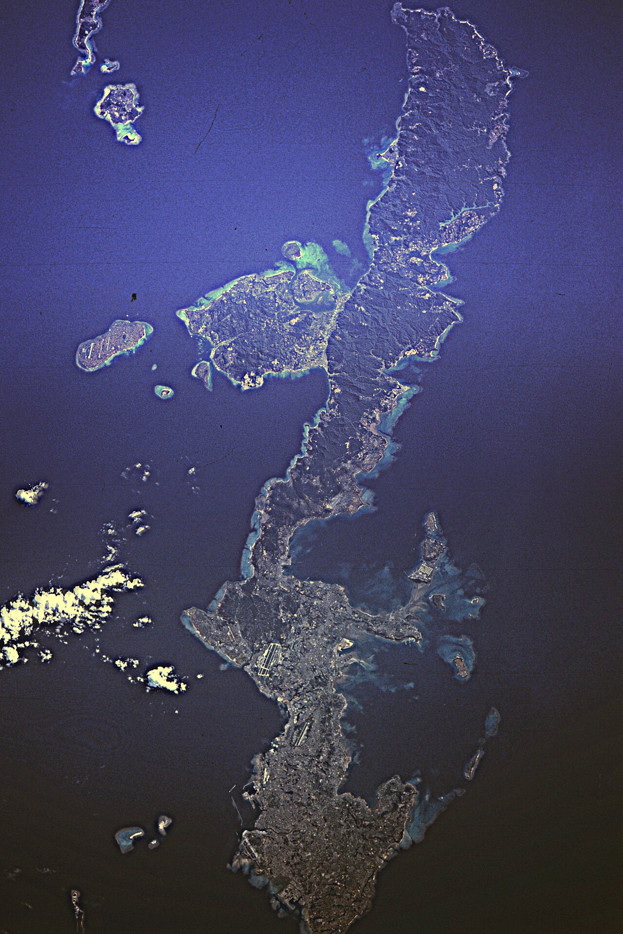 Contains imagery from NASA-Johnson Space Center of Okinawa Island, Okinawa Prefecture, Japan. File photo.