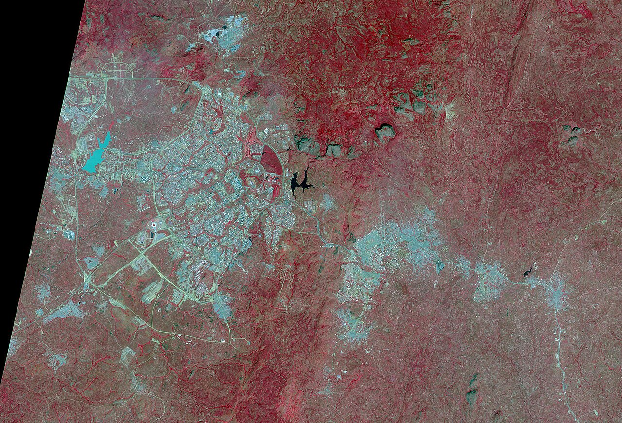 Satellite image of Abuja, Nigeria's capital city, with over 6 million people by 2020.