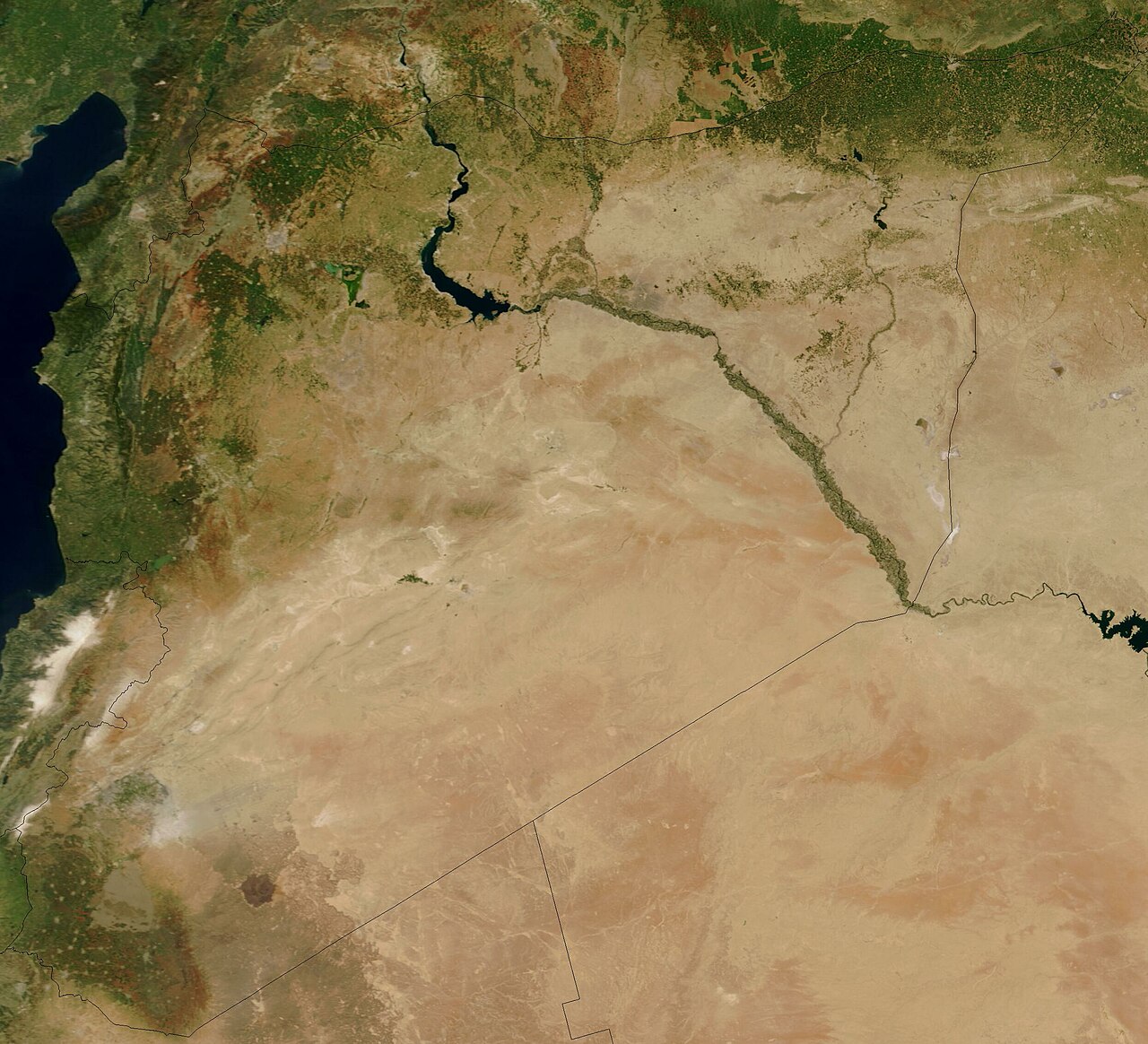 Satellite image of Syria.