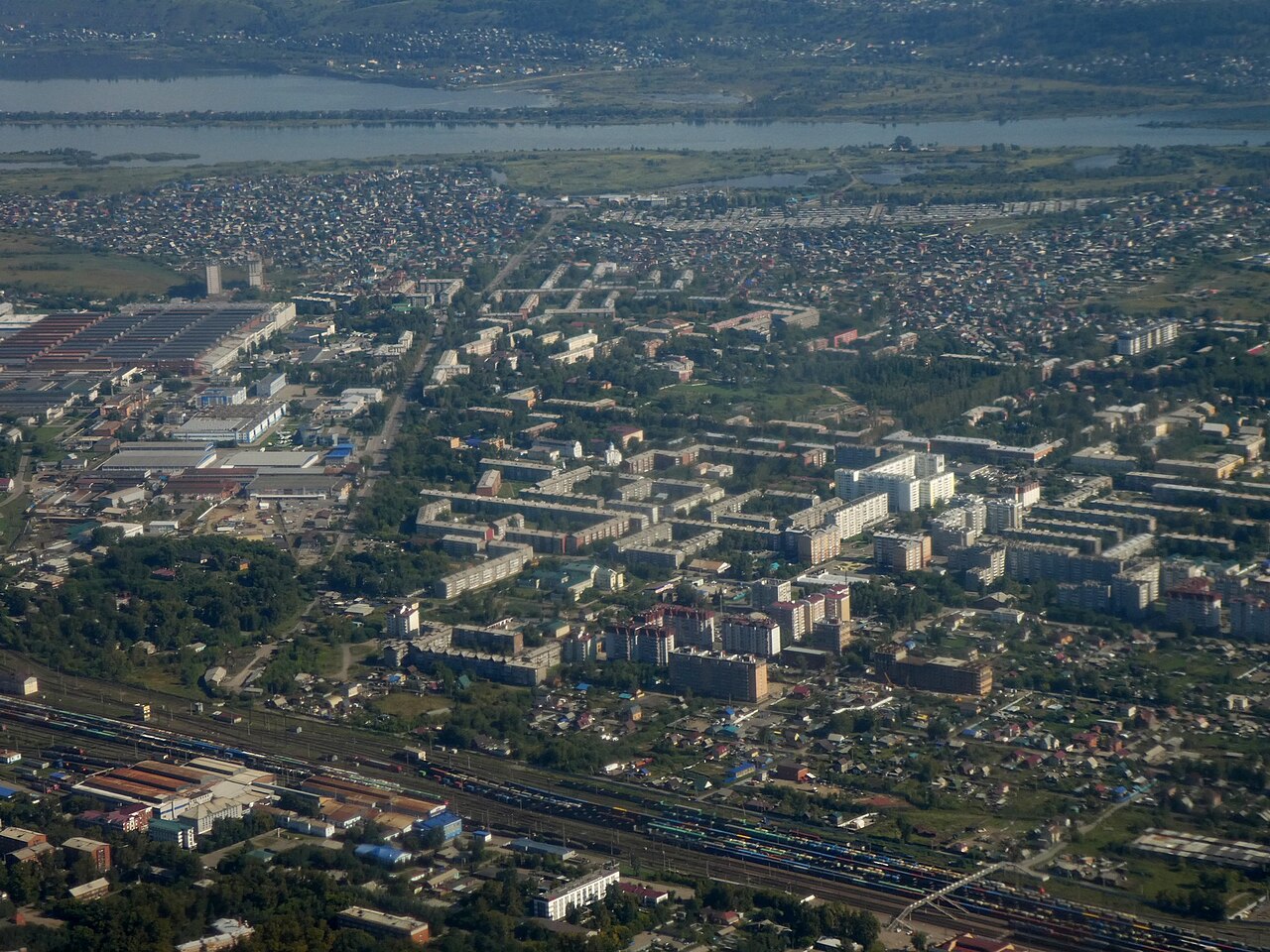 A residential district in Irkutsk, Russia.