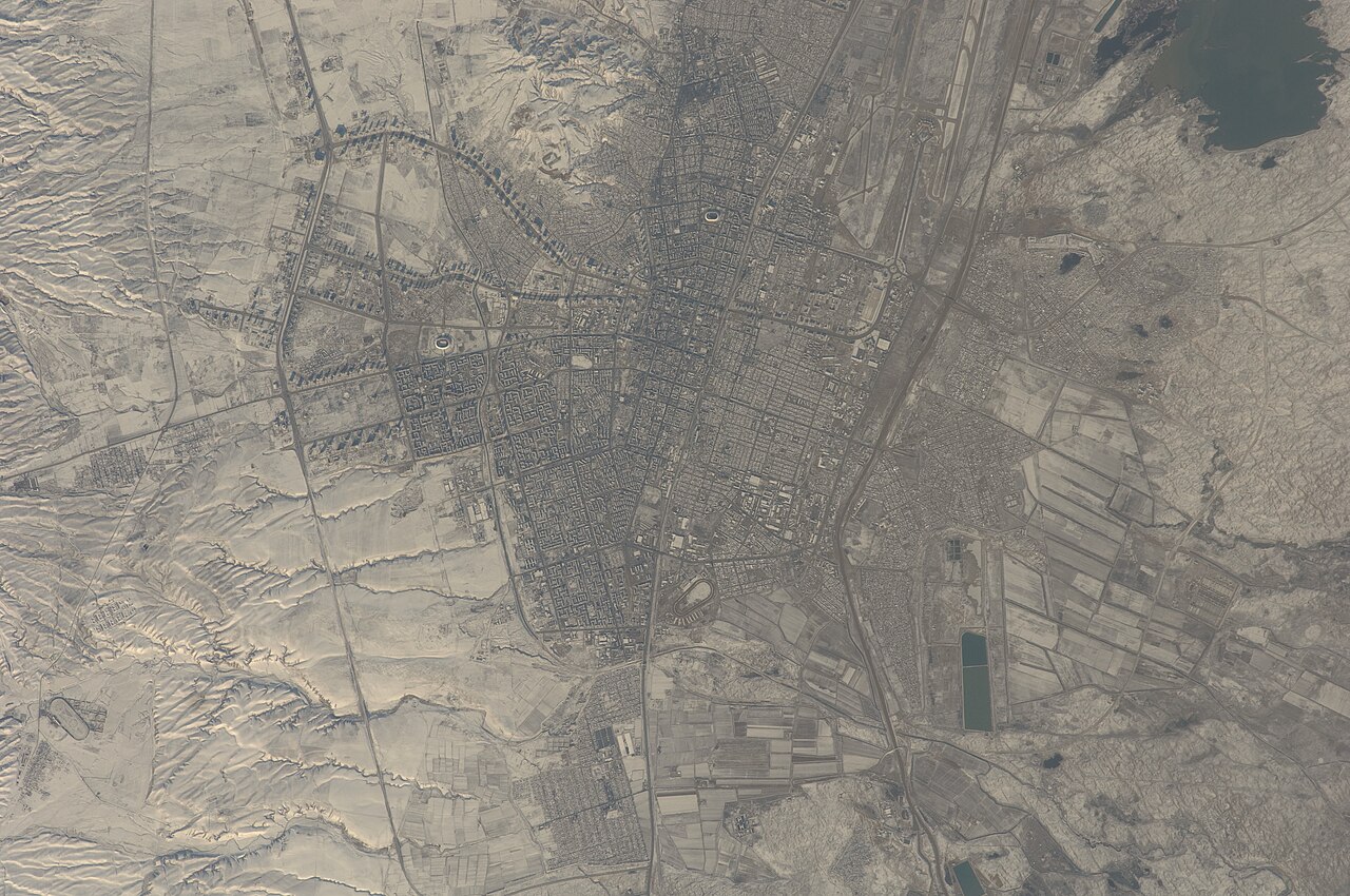 The city of Ashgabat, Turkmenistan, photographed from space.