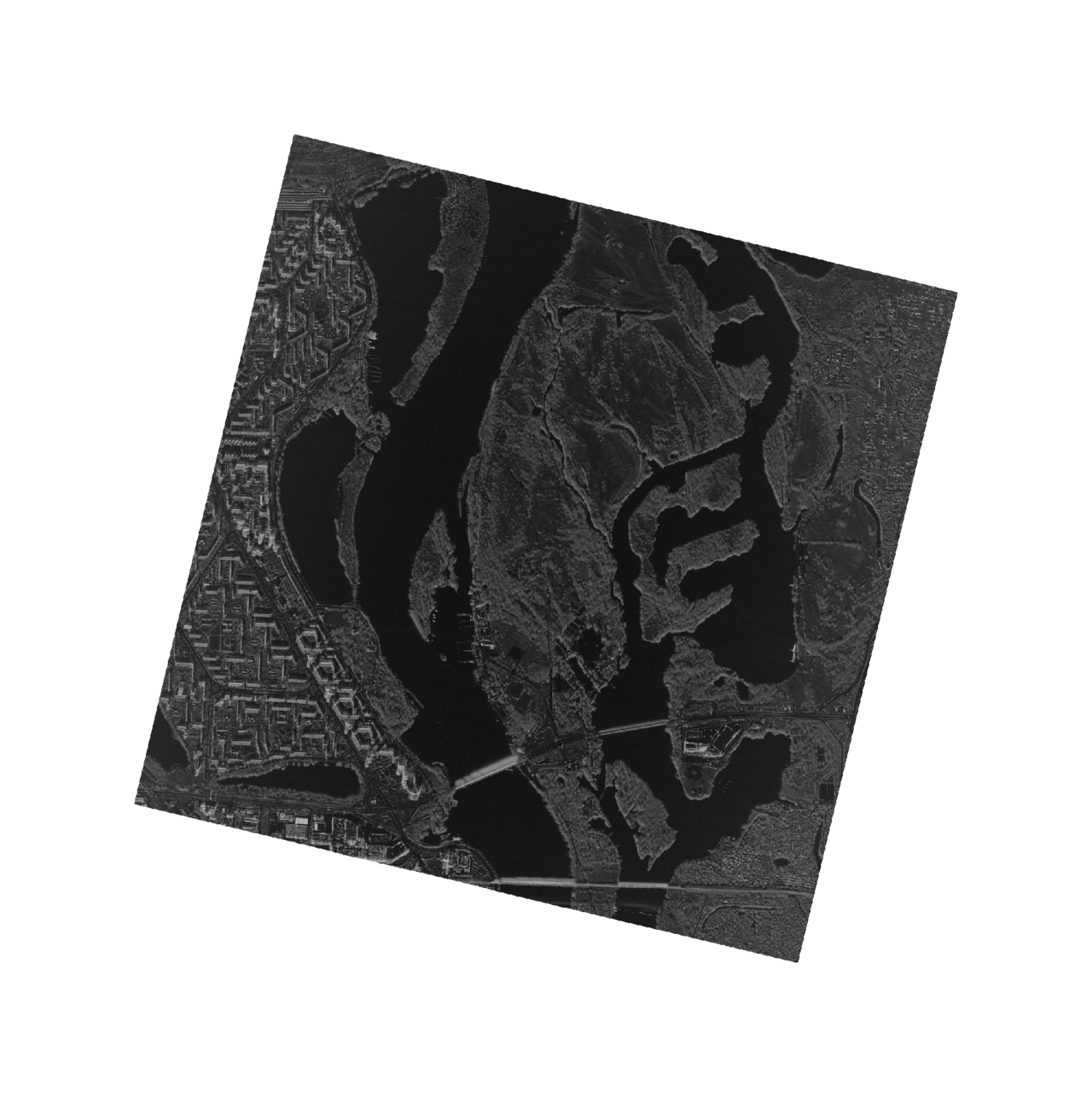 Synthetic aperture radar image of Kyiv, Ukraine.