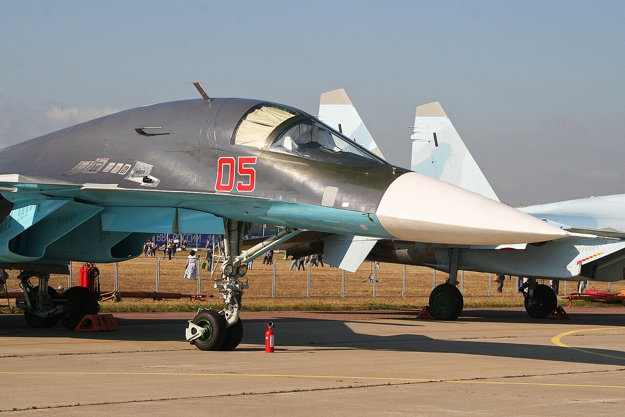 A Sukhoi Su-34 Fullback bomber of the Russian Air Force, based at Voronezh. File photo.