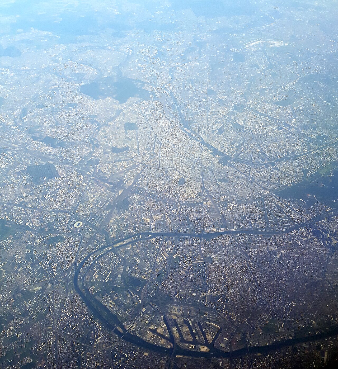 Aerial photograph of Paris, looking south-east with Port of Gennevilliers in the foreground. File photo.