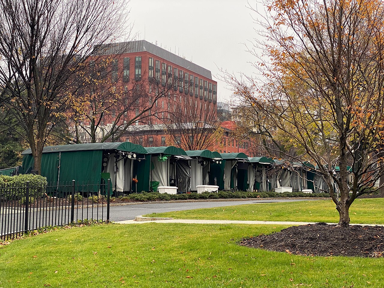 The White House's exterior press stands for exterior interviews and photo shoots.