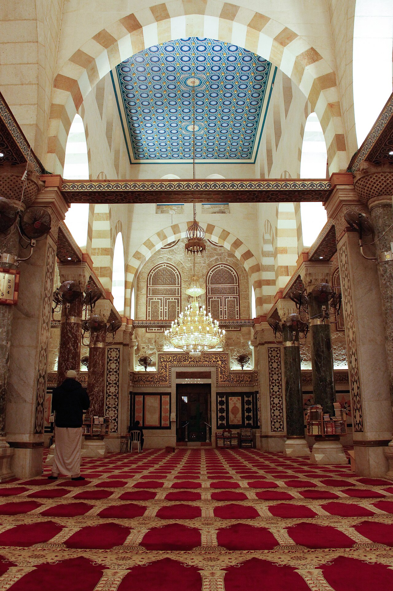 The interior of the Al-Aqsa Mosque in Jerusalem.
