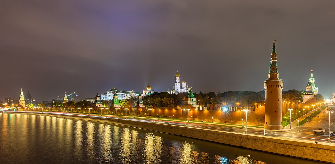 Night view of the Moscow Kremlin, the official residence of Russia's President.