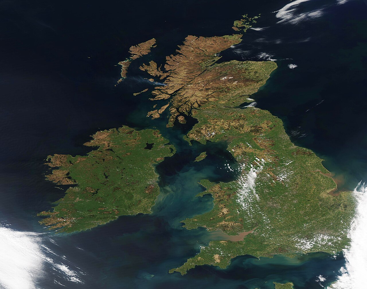 The United Kingdom and Ireland from space.