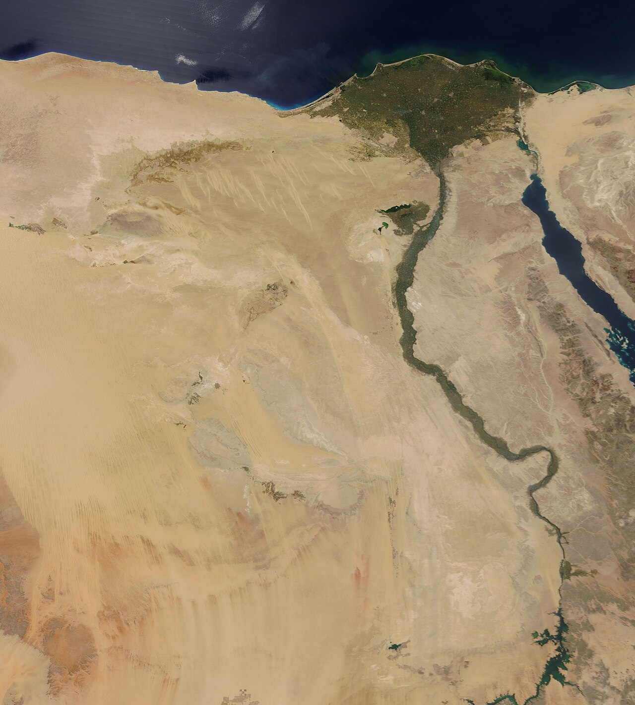 Satellite image of Eastern Egypt along the Red Sea coast.