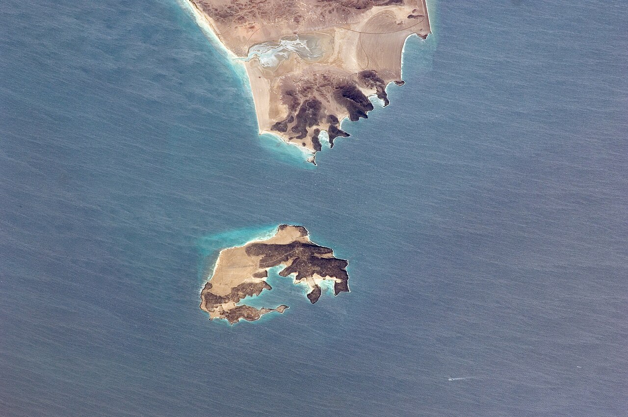 Perim Island and the Bab-el-Mandeb Strait separating Yemen from the Horn of Africa and the Red Sea.