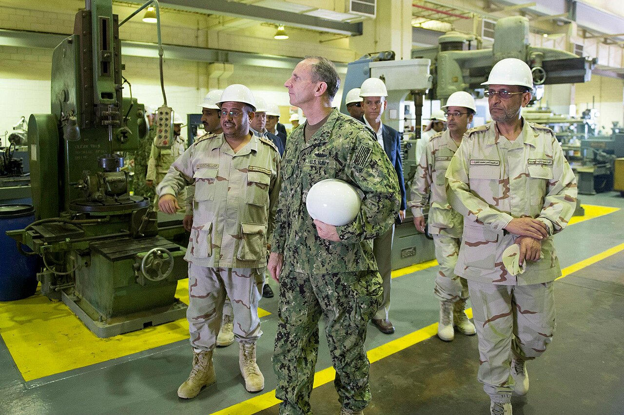 A ship repair facility at King Abdulaziz Naval Base in Jubail, Saudi Arabia.