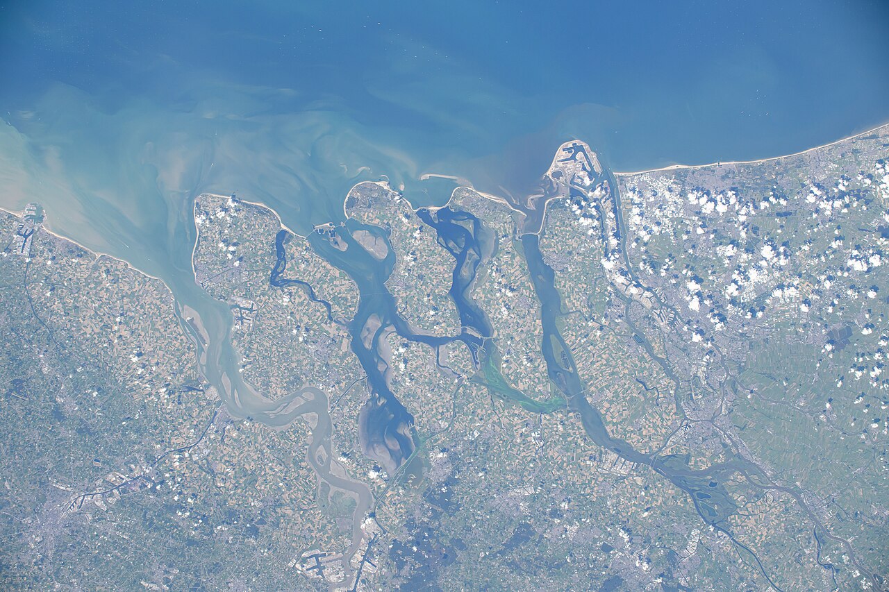 The Hague and Rotterdam in the Netherlands photographed from the International Space Station
