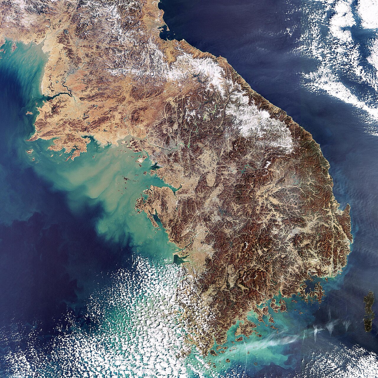 The Korean Peninsula with North Korea's capital Pyongyang on the Taedong River.