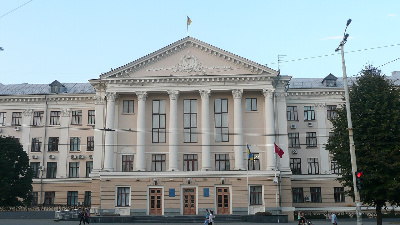 The Zaporizhzhia City Administration building in Ukraine.
