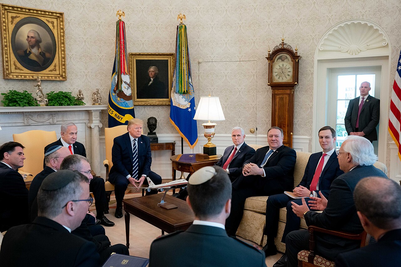 President Donald Trump and Prime Minister Benjamin Netanyahu at a bilateral meeting in the Oval Office.