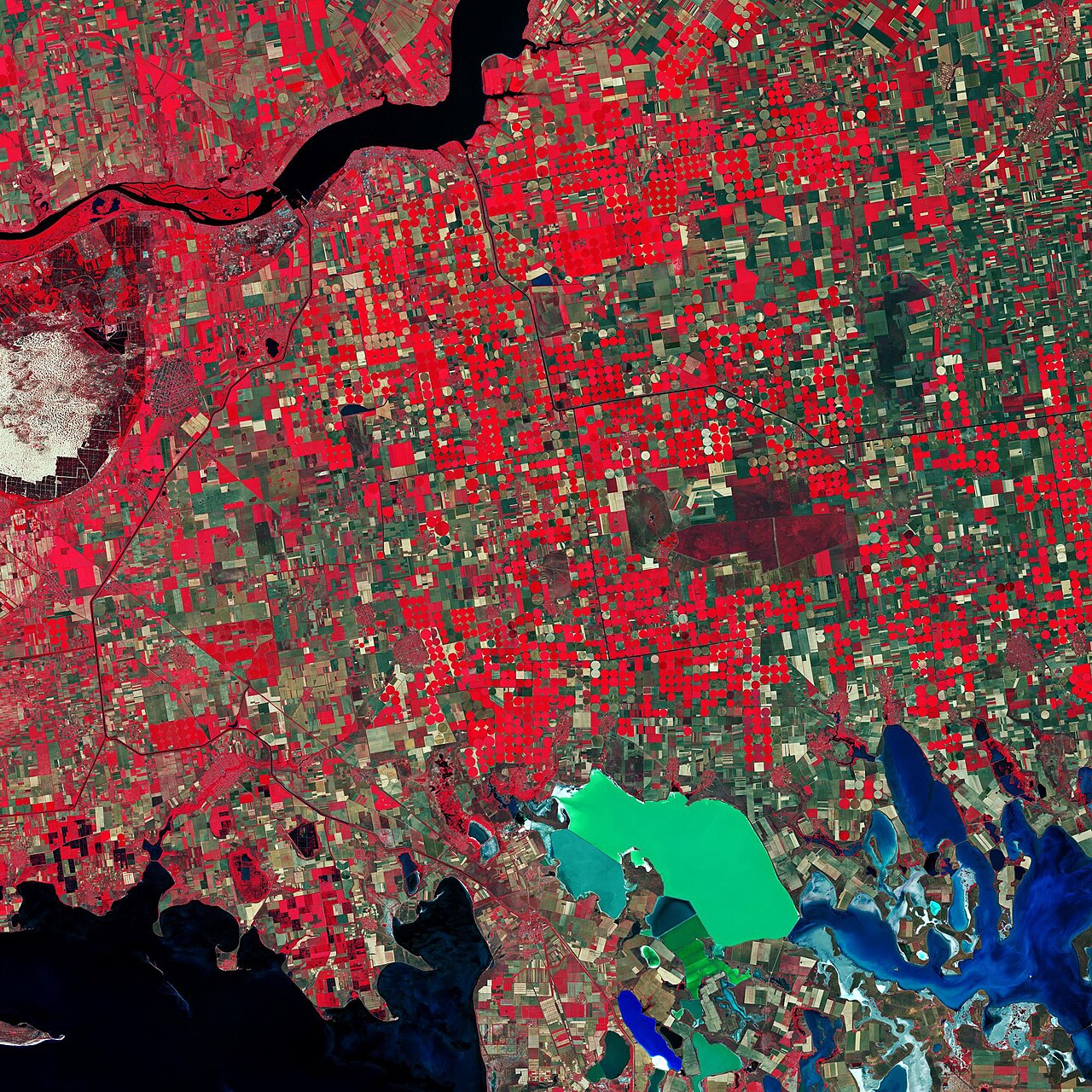 Southern Ukraine with agricultural fields, satellite imagery from 2019