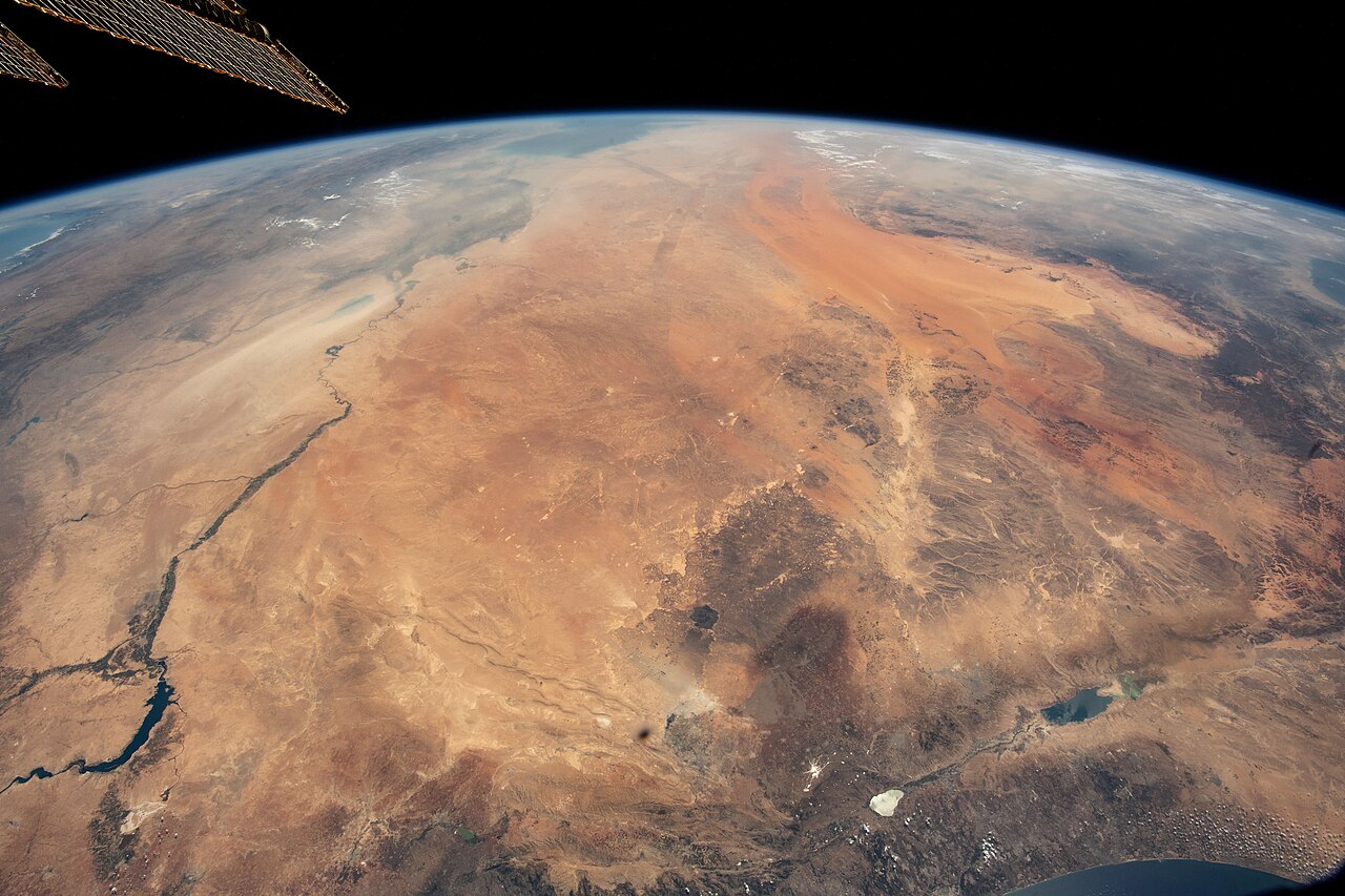 Modified ISS imagery of the Syrian Desert and Euphrates region.