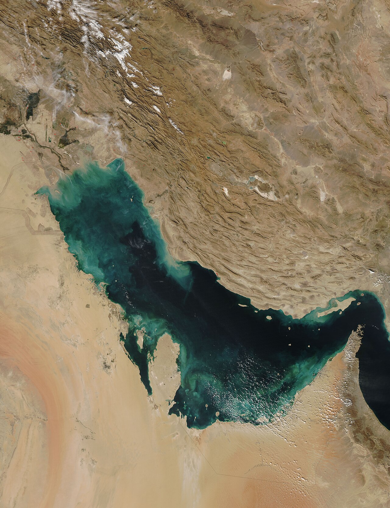 Contains modified NASA satellite imagery showing the Persian Gulf region. File photo.