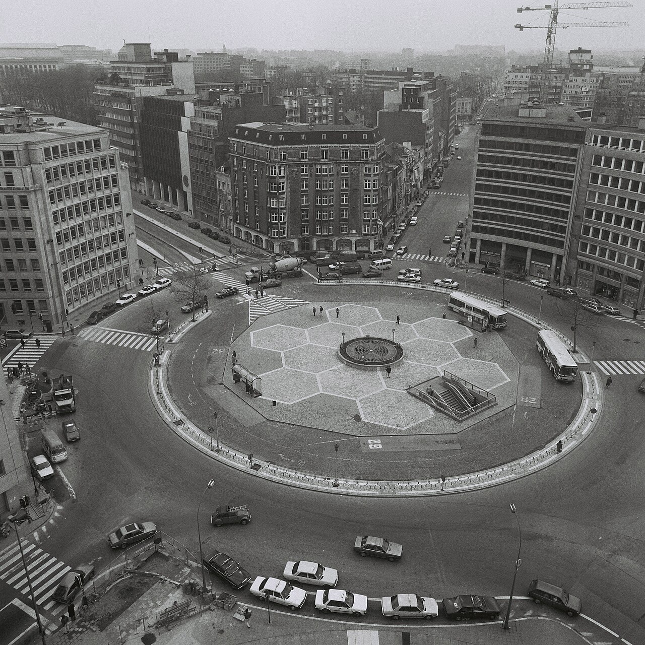 Aerial view of the Schuman roundabout in Brussels.