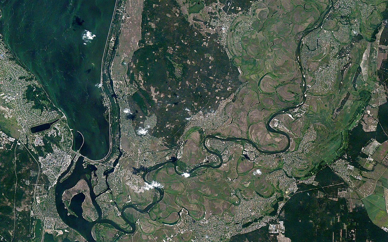 Satellite view of Kyiv, Ukraine.