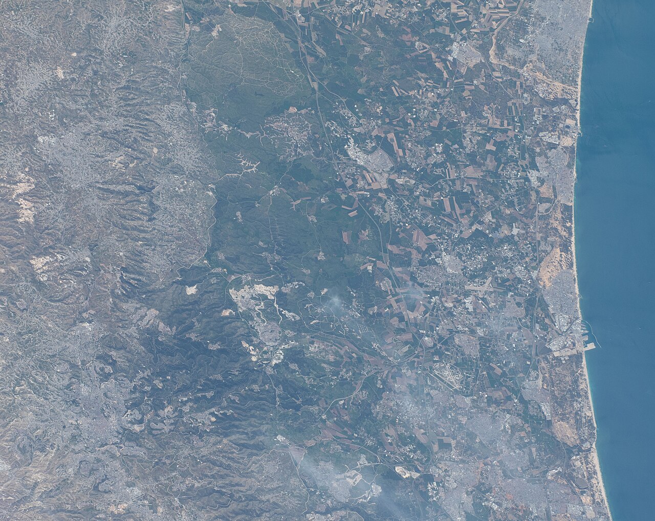 Contains modified Copernicus Sentinel data showing the Gaza Strip, with Jerusalem, Kiryat Gat and the Mediterranean coast visible from the International Space Station. File photo.