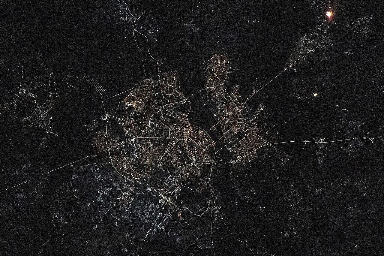 Satellite view of Kyiv, Ukraine.