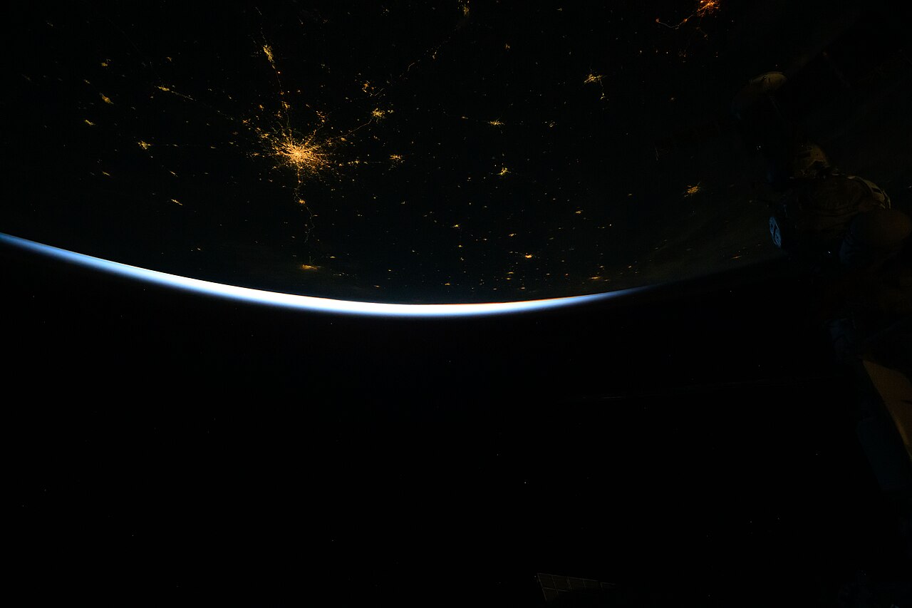 Moscow's city lights and surrounding suburbs photographed from the International Space Station.