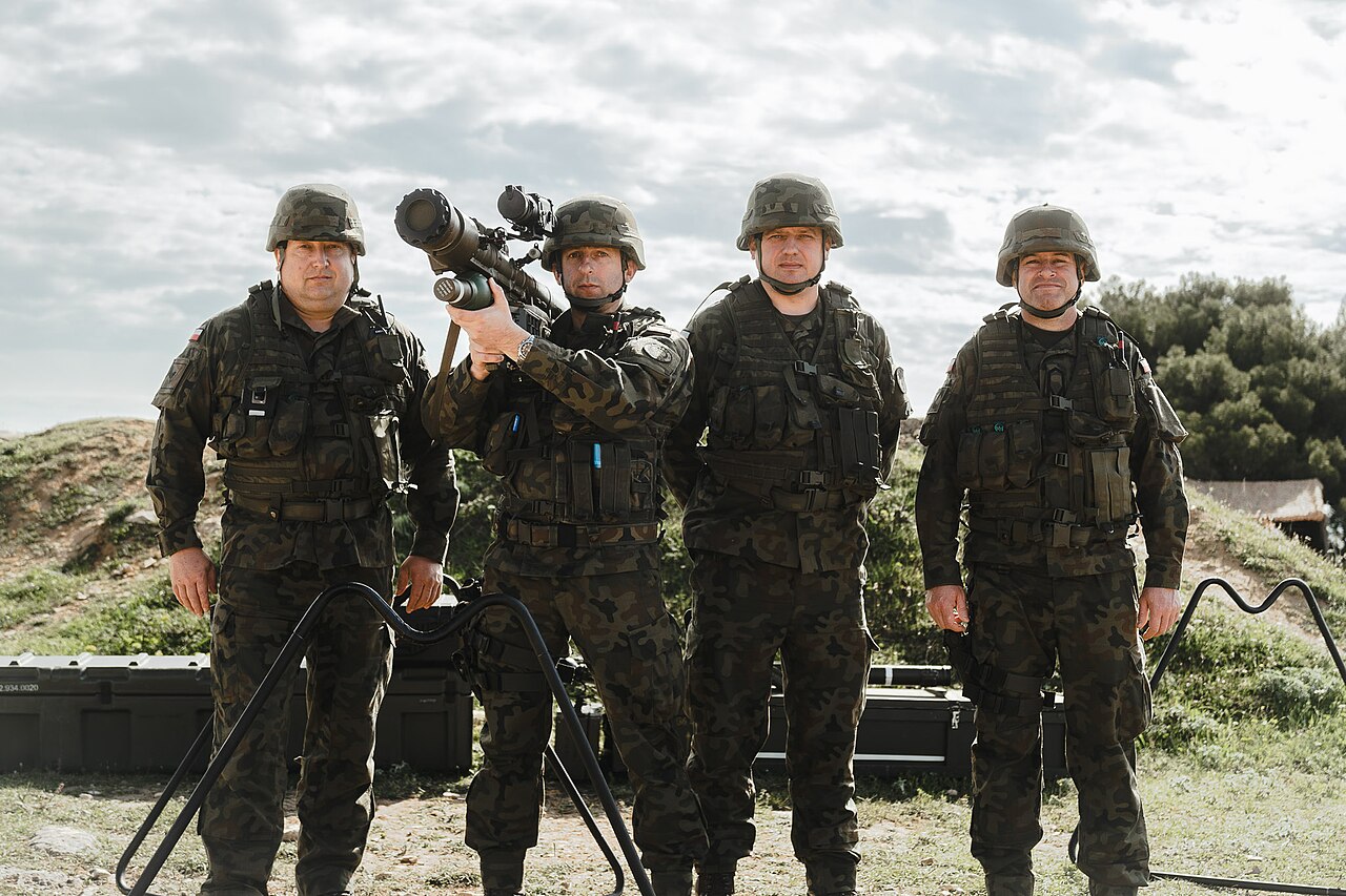 Polish soldiers demonstrate a man-portable air-defense system as part of Exercise Shield 23, April 21, 2023, in Pula, Croatia. File photo.