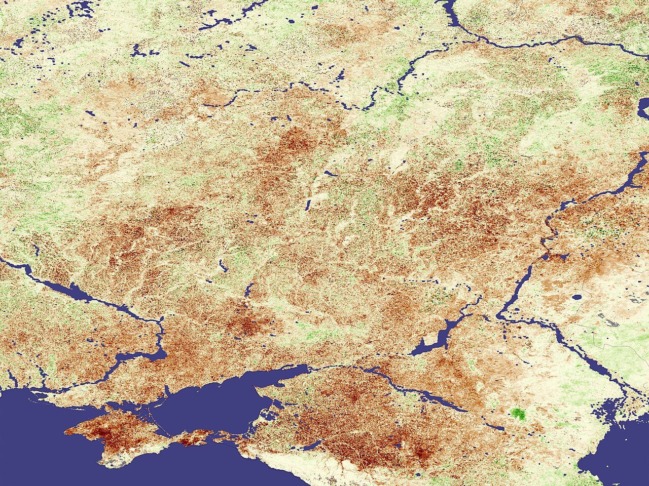 Agricultural plains of Ukraine and southern Russia near the Black Sea.