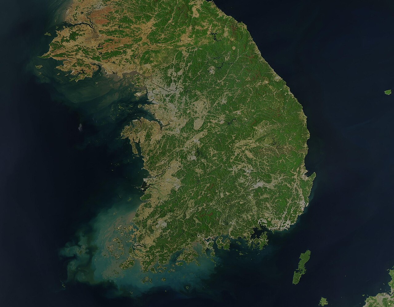 Satellite image of the Korean Peninsula.
